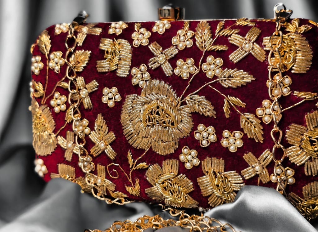 Exquisite embroidery detail close up